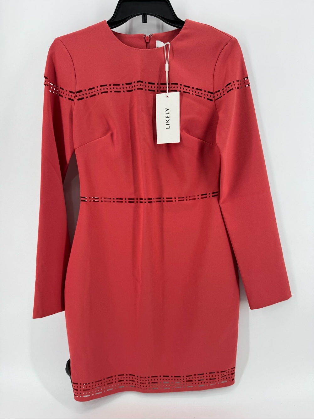 Likely Coral-Red Long Sleeve Sheath Dress